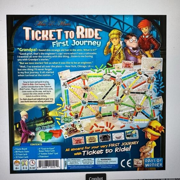 Ticket to Ride First Journey Board Game Days of Wonder Family Train Adventure - Picture 3 of 6